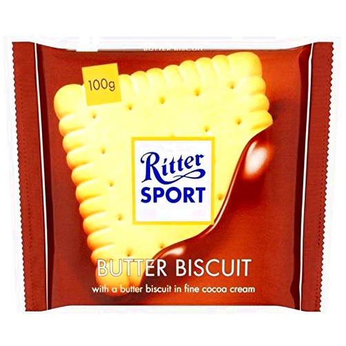 Ritter Sport Butter Biscuit Milk Chocolate 100g - Pack of 2