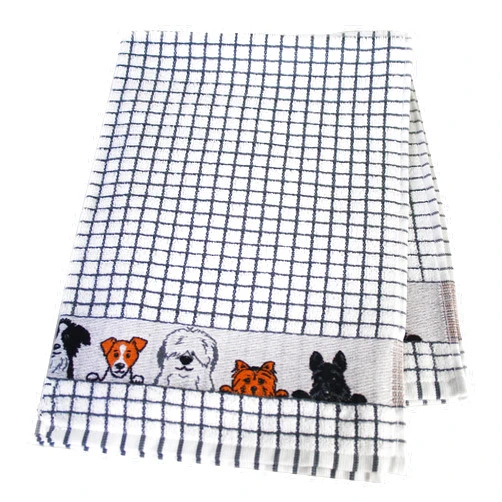Samuel Lamont Poli-dri Jacquard Towel White with Brown and DOGS trim