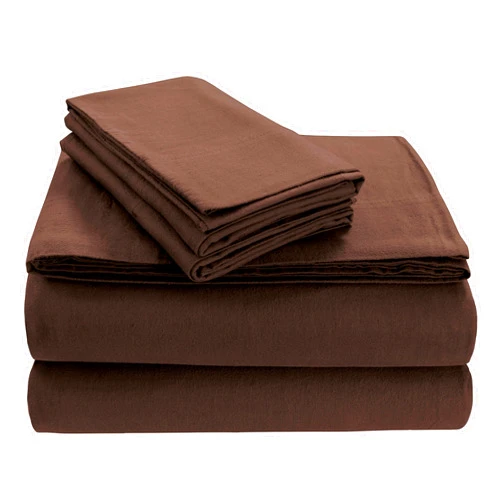 Tribeca Living SOLFL170SSFUCH Solid 5-Ounce Flannel Extra Deep Pocket Chocolate, Full Sheet Set