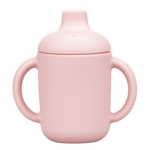 Mintlyfe Baby Sippy Cup, Silicone Trainer Cup Toddler for Boys and Girls, Unbreakable, Spill Proof and Two Handle Learner Cup Sippy Cup for Toddlers, 4oz (Blush)
