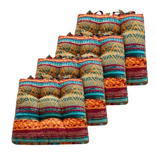 Greenland Home Fashions Greenland Home Triple-Cushioned Chair Pad, 4 Count (Pack of 1), Southwest