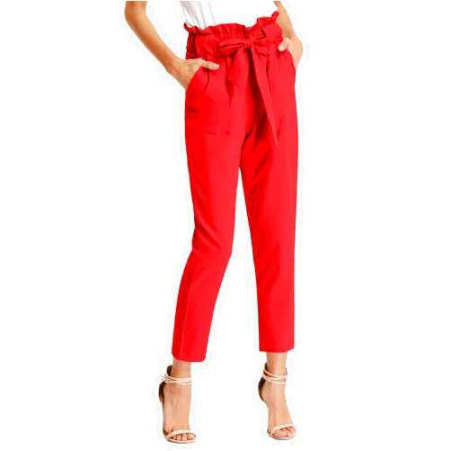 GRACE KARIN Women's Hight Waisted Work Pants Cropped Paper Bag Business Casual Pants with Pockets