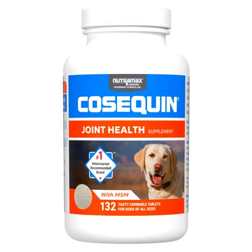 Nutramax Laboratories Cosequin Maximum Strength Joint Health Supplement for Dogs - With Glucosamine, Chondroitin, and MSM, 2 Pack, 264 Total Chewable Tablets