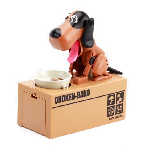 Cnstorm Dog Piggy Bank, My Dog Piggy Bank, Puppy Money Saving Box, Cute Automatic Stealing Coin Bank, Robotic Coin Munching Toy Money Box Gift (Brown)
