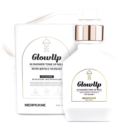 MEDIPICKME Glow Up In Shower Tone Up Milk 10.58 Oz Body Mosturizer Light Skin Cream,Korean Skin Care,Tone Up Effect By Just Simply Taking A Shower. Made Of Vitamin,Yellang Yellang Flower Oil