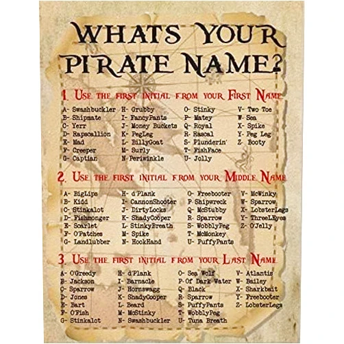 VelfDuel What is Your Pirate Name Poster Metal Tin Signs 8x12 Inch Tin Sign Metal
