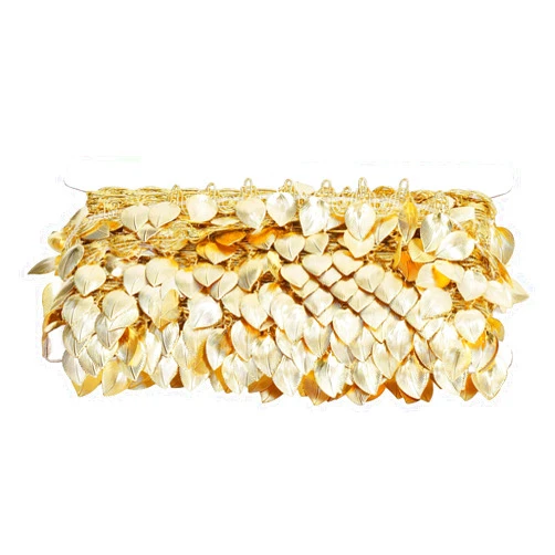 YYOUZHII Sparkling Gold Leaf Garland 10 Yards Metal Ribbon Trim DIY Decorations (Oblique Leaf Shape)