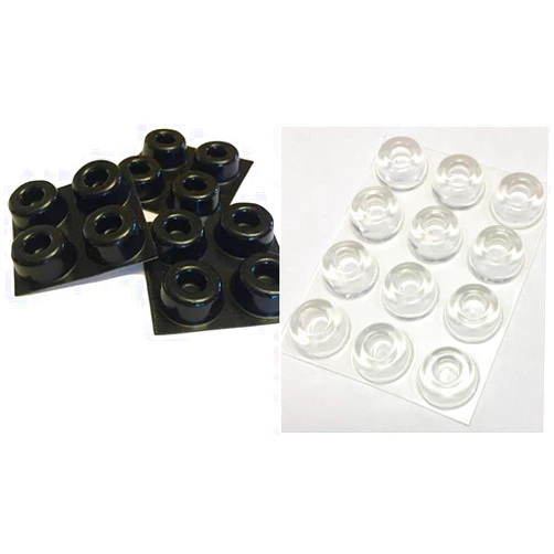 GorillaGrit Combo of 12 Small Clear Door Knob Bumpers + 12 Small Black Door Knob Bumpers, Self Adhesive Door Stoppers, Wall Protectors, Isolation Rubber Feet for Speakers, Electronics, Furniture