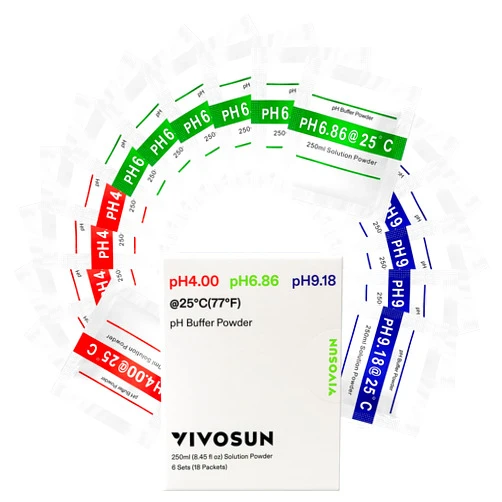 VIVOSUN 18-Pack pH Meter Buffer Solution Powder, pH 6.86/4.00/9.18, pH Buffer Powder for Precise and Easy pH Tester Calibration