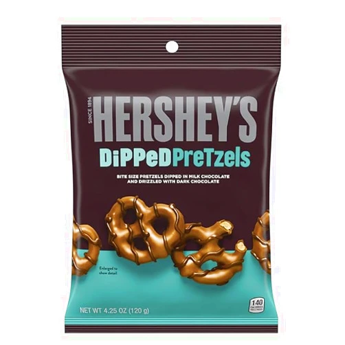 JS REDHOK DEALZ Hershey Chocolate Dipped Pretzels, 4.25 oz. Bag, w/JS REDHOK DEALZ Sticker