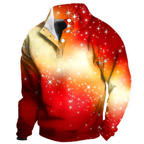 Generic Men's Christmas Sweatshirts Trendy Snowflake Graphic Print Sweatshirt Stand Collar Long Sleeve Clothing