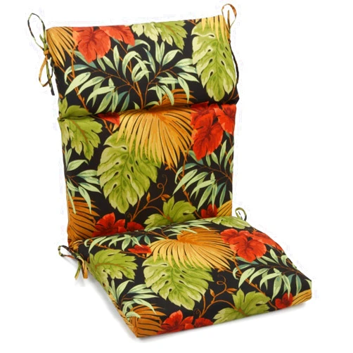 Blazing Needles Spun Polyester Patterned Outdoor Squared Seat/Back Chair Cushion, 20