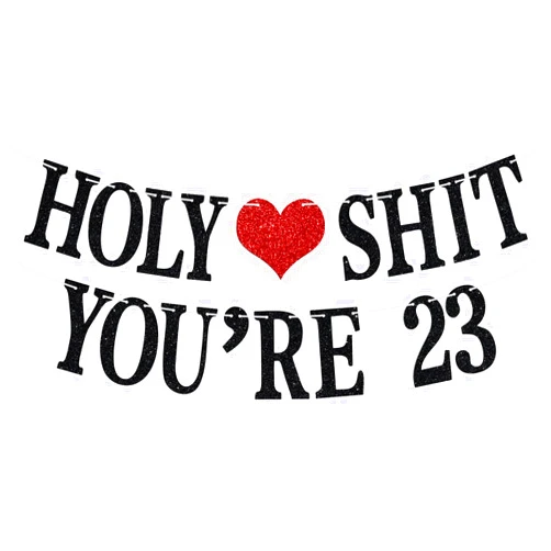 Aeryourtar Holy Sh*t You're 23 Banner - Funny Happy 23rd Birthday Bunting Sign, Cheers to 23 Years, 23 Years Old Birthday/Anniversary Party Decorations Supplies for Men Women