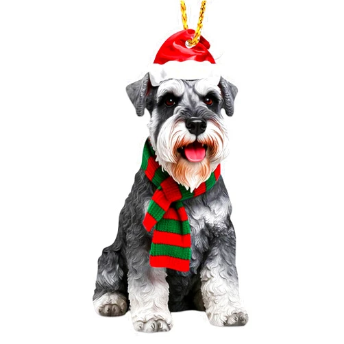 HEYINSHEN Schnauzer Christmas Ornaments Schnauzer Ornament for Christmas Tree Acrylic Schnauzer Ornaments Schnauzer Holiday Dog Ornament Schnauzer Ornament Gifts for Dog Lovers Xmas Decor