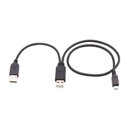 zdyCGTime USB 2.0 A Dual Power Micro Cable, USB 2.0 A Male to USB 2.0 A +Micro USB Male Y Adapter Charging Cable for Samsung, HTC, Tablet and More Extension Cable (1.7 ft)