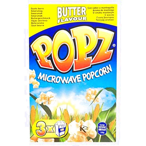 Popz Microwave Butter Popcorn - 3 x 90g
