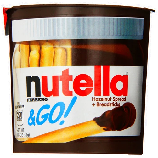 Nutella and Go Snack Packs, Chocolate Hazelnut Spread with Breadsticks, Perfect Bulk Snacks for Kids' Lunch Boxes, 1.8 Ounce, Pack of 48