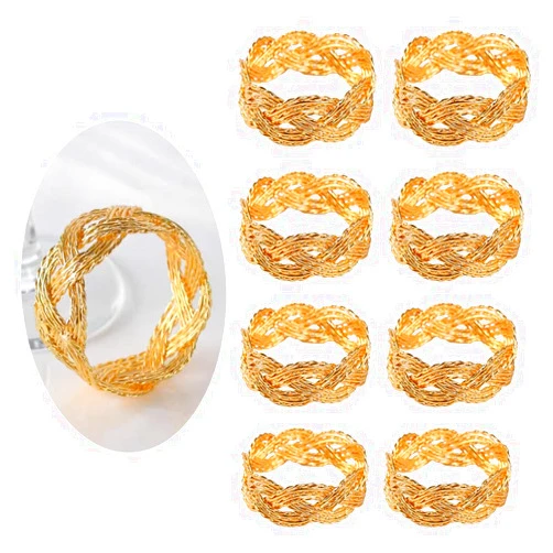 KSORUSL Gold Napkin Rings Set of 8 -Twist Shape Napkin Ring for Wedding Dinner Decorations Metal Napkin Holders for Christmas, Fall, Halloween, Thanksgiving, Anniversary, Birthday, Party of Table Setting