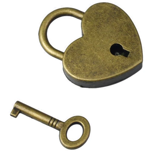 FDXGYH 1 Pcs Vintage Mini Heart Padlock Lock Antique Style Small Key Lock Bronze Heart Padlocks with Key for Treasure Chest Notebook Wood Box