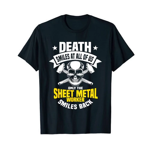 Sheet Metal Worker Smith Apparel Sheet Metal Worker Blacksmith Metalworking Skull Smith T-Shirt