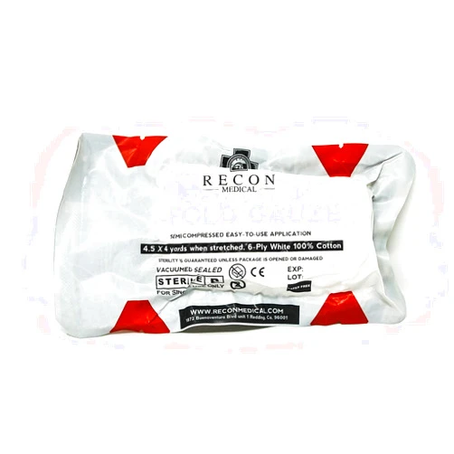 Recon Medical Compressed Gauze by RECON MEDICAL- Trauma Dressing, First Aid, Medical Compression Gauze, Emergency Gauze, 4 Inches X 144 Inches Stretched