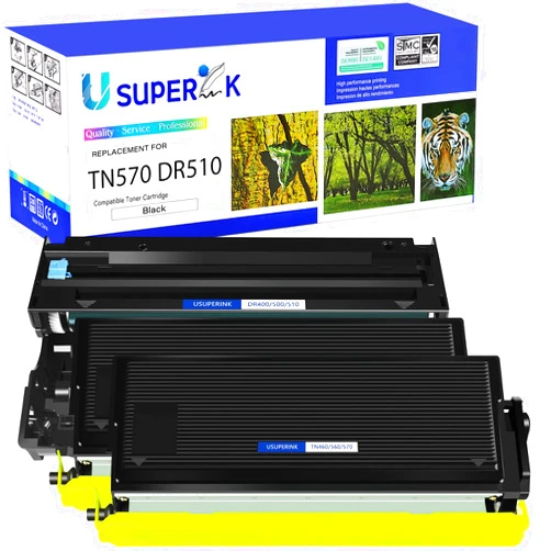 SuperInk 3 Pack Compatible for Brother DR510 Drum Unit TN570 Black Toner Cartridge (1 Drum,2 Toner) use in DCP-8040 DCP-8045 HL-5100 HL-5130 HL-5140 HL-5170 MFC-8220 MFC-8440 MFC-8840 Printer