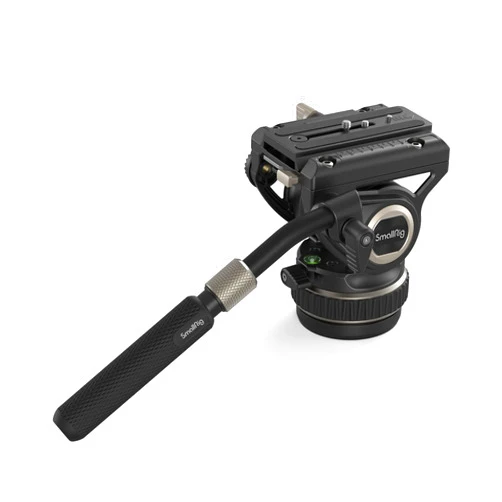 SmallRig DH10 Heavy Duty Tripod Fluid Video Head with Flat Base and Adjustable Handle, Quick Release Plate for Manfrotto Video Head Mount Plate, Load up to 22Ibs, for Video Cameras, DSLR Cameras 4165