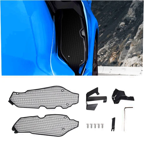BILLFARO 2Pcs Upgraded Side Intake Mesh Grilles Insert,OEM Style Aluminum Driver and Right Passenger Side Radiator Air Intake Vent Guards Accessories for Corvette C8 Stingray 2020-2024