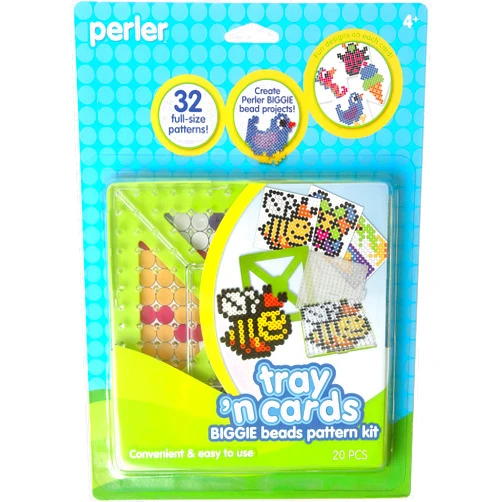 Perler 80-70729 Biggie Fuse Bead Pattern Cards and Pegboards, Multicolor, Small, 20pcs