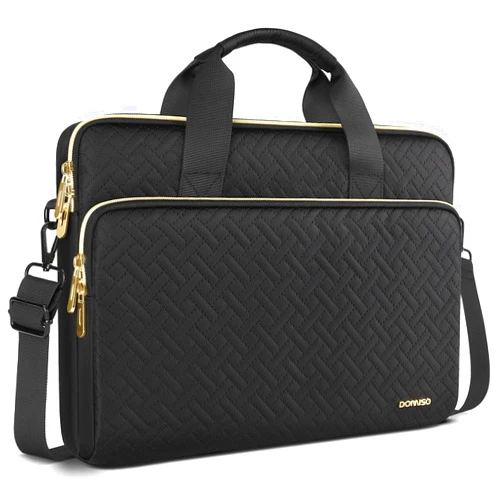 DOMISO 14 inch Laptop Sleeve Case Water-Resistant Computer Cover Bag with Detachable Shoulder Straps for HP, Dell, Asus Notebook,Black
