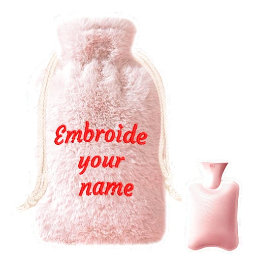 Befada Personalized Hot Water Bottle Cover - Plush Fabric Cover with Embroidered Name/Text - Fits 2L Capacity Hot Water Bottle, Reusable