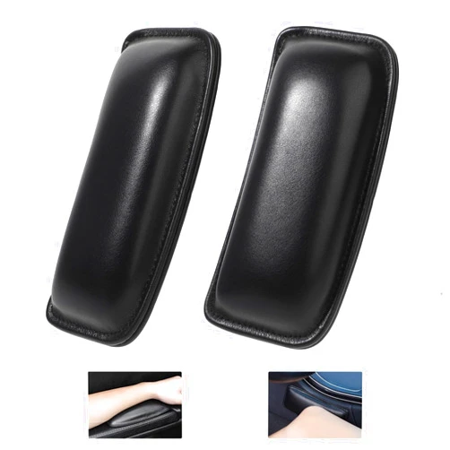 AHQiZFX 2PCS Elbow Memory Foam Rest Pads for Car, Universal PU Leather Armrest Pad for Car Door Arm Support Soft Pad for Knee Knee Pillow for Car Auto Center Console Universal Car Interior Accessories (Black)