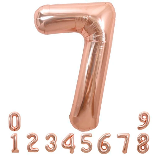 TONIFUL 40 Inch Rose Gold Large Numbers Balloons 0-9, Number 7 Digital 7 Helium Balloons, Foil Mylar Big Number Balloons for Birthday Party Anniversary Supplies Decoration