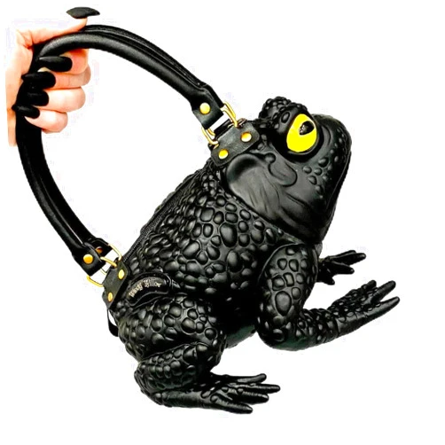 Windy Willow Black Toad Bag Purse Satchel Handbag Witch Frog Cottagecore Goblincore Dark Gothic Aesthetic