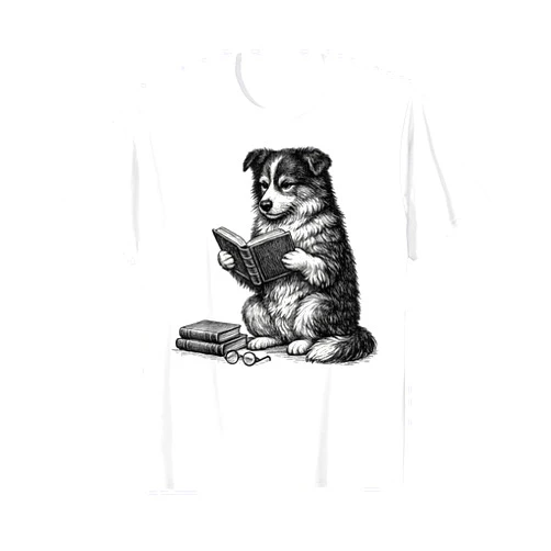 Pet Lover Graphic Funny Dog Reading Book Vintage Bookworm Pet Owner Librarian T-Shirt