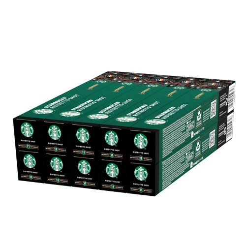 STARBUCKS Ristretto Shot by Nespresso Dark Roast Coffee Pods x10 (Pack of 10, Total 100 Capsules) – Intensity 11 & 100% Arabica