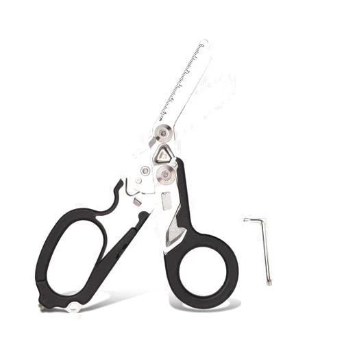 Guiyal 6 In 1 Multi-function Trauma Shears ，Stainless Steel Foldable Emergency Response Shears, Outdoor Camping Rescue Scissors Tools With Strap Cutter and Glass Breaker