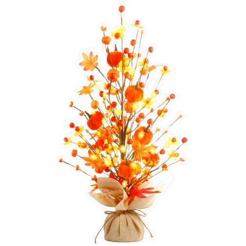 RoseCraft Fall Decor, 18 Inch Artificial Red Berry/Maple Leaf/Pumpkin Tree Tabletop Decorations, for Autumn Harvest Home Wedding Holiday Party Indoor/Outdoor Decor - Gifts.