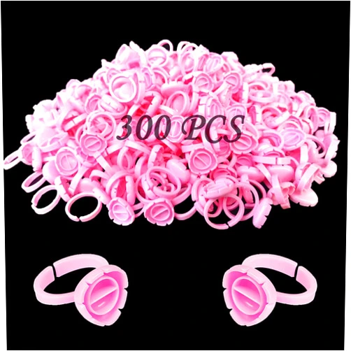 Beyoslf Glue Rings for Eyelash Extensions, 300 Pcs Smart Lash Glue Rings Cups Holder Disposable Rings for Volume Lashes, Blooming Eyelash Glue Holder Volume Fanning Cup for Lash Extension Supplies