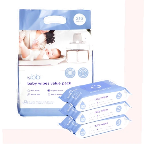 Ubbi Fragrance-Free Baby Wipes, 99% Water Based, Plant Based Wipes, Hypoallergenic for Sensitive Skin with Chamomile, Vitamin E & Aloe, EWG Verified, Value Pack, 3 Pack