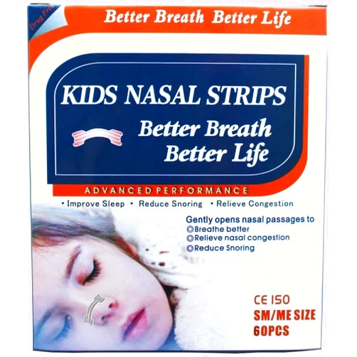 JERN 60 Natural Drug-Free Kids Better Breath Nasal Strips for Nasal Congestion, Allergy, Cold, Flu, Sinus, Stuffy Nose, Snoring, Sleep Aid, Deviated Septum, Athletic Performance - Ages 5 and Above