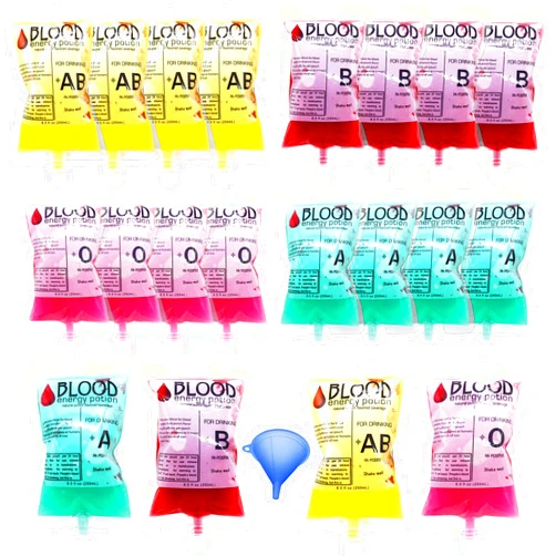 Qyyiguf 20 Pack Blood Bags for Drinks,8.5oz Halloween Drink Pouches,Reusable Food Grade Bags,Decoration Anti-Leak Bags with Caps for Halloween Party Favors,Juice Party,Vampire Zombie Costumes Props