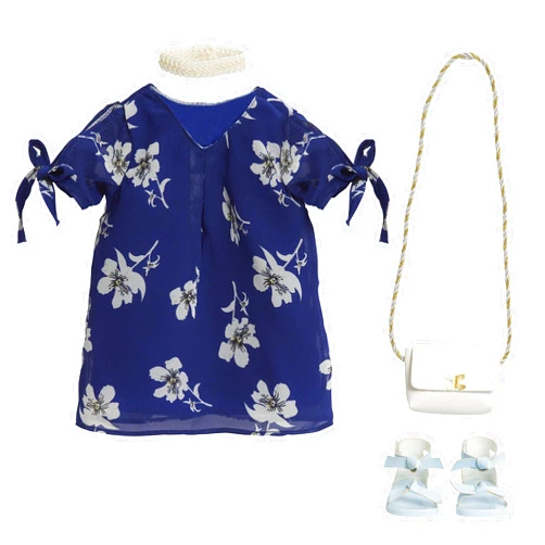 Journey Girls Dolls, 18-inch Doll Fashion Set Blue & White Floral Dress, Doll Not Included