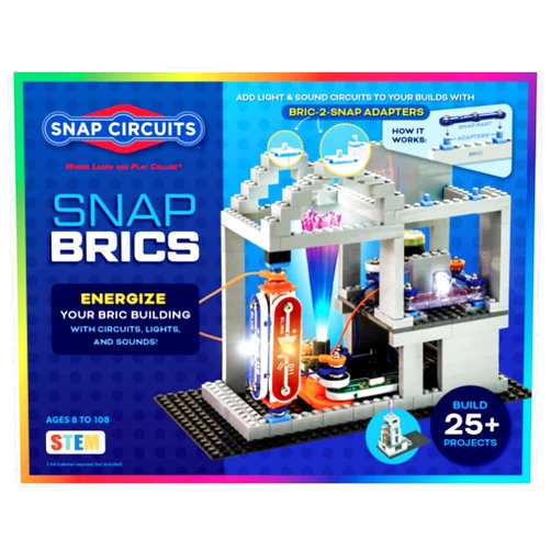 Snap Circuits BRIC: Structures | Brick & Electronics Exploration Kit | Over 20 Stem & Brick Projects | Full Color Project Manual | 20 Parts | 75 BRIC-2-Snap Adapters | 140+ BRICs