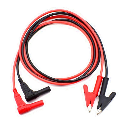 Zhenyu 2Pcs 14 Gauge Multimeter Test Leads Right Angle Banana Plug to Alligator Clip Heavy Duty Silicone Wire for Electrical Testing 3 Feet