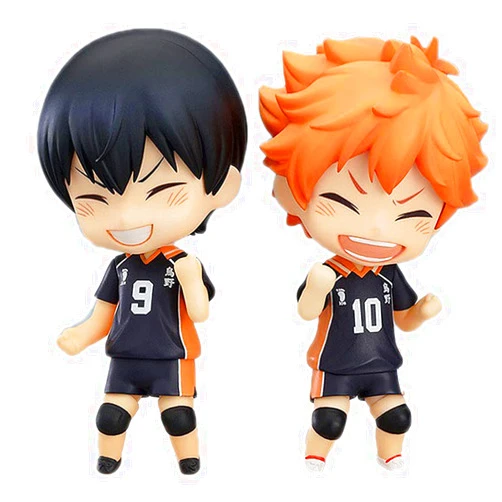 MOGCA Haikyuu Shoyo Hinata Tobio Kageyama Q Version Nendoroid Anime Figures Toy Replaceable Accessories Cartoon Game Action Figure Statue Model Collectible Desktop Decoration Adult Gift