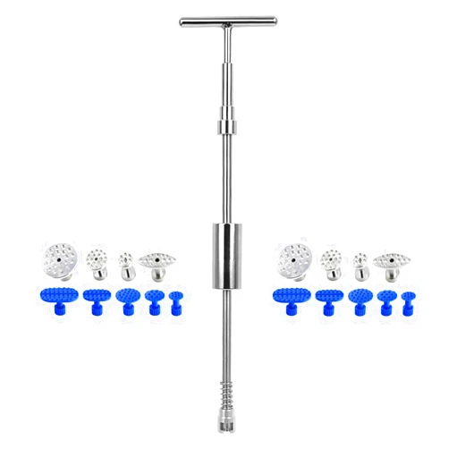 LadyRosian Paintless Dent Repair Puller Dent Puller T-Bar 18Pcs Tool with Removal Pulling Tabs for Auto Body Hail Damage Dent