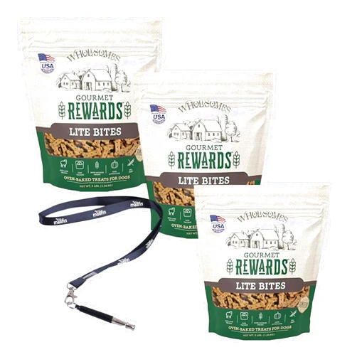 Moofin Wholesomes Dog Treats Gourmet, Lite Dog Treats SS Pet Training Whistle, Dog Biscuits Treats for Training & Reward, 3Lb. Bag, Cheese & Veggie Flavors [Pack of 3]
