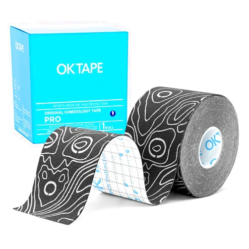 OK TAPE PRO Kinesiology Tape, 2inch x Long Roll 16ft Free Cut Tape, Elastic Athletic Tape Therapeutic Latex Free, Black+White