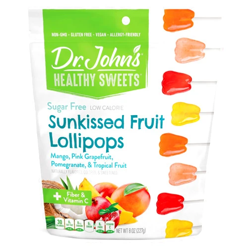 Dr. John's Candies Dr. John’s Sugar Free Candy, Healthy Lollipops with Zero Sugar, Low Calorie Snacks, Keto Friendly Hard Candy Sweets, Sunkissed Fruit, Tooth, 30 Count, 8 Oz